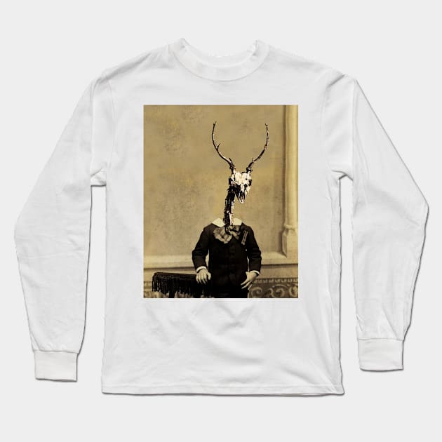 Skull Stag Long Sleeve T-Shirt by Loveday101